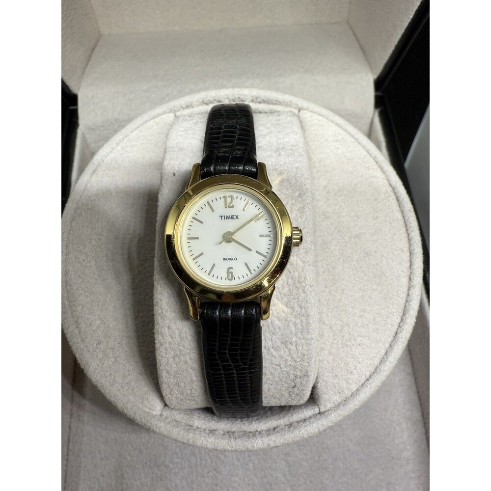 Timex Indiglo Gold‑Tone Quartz Watch WR30M CR1216 Original Strap Clean Working